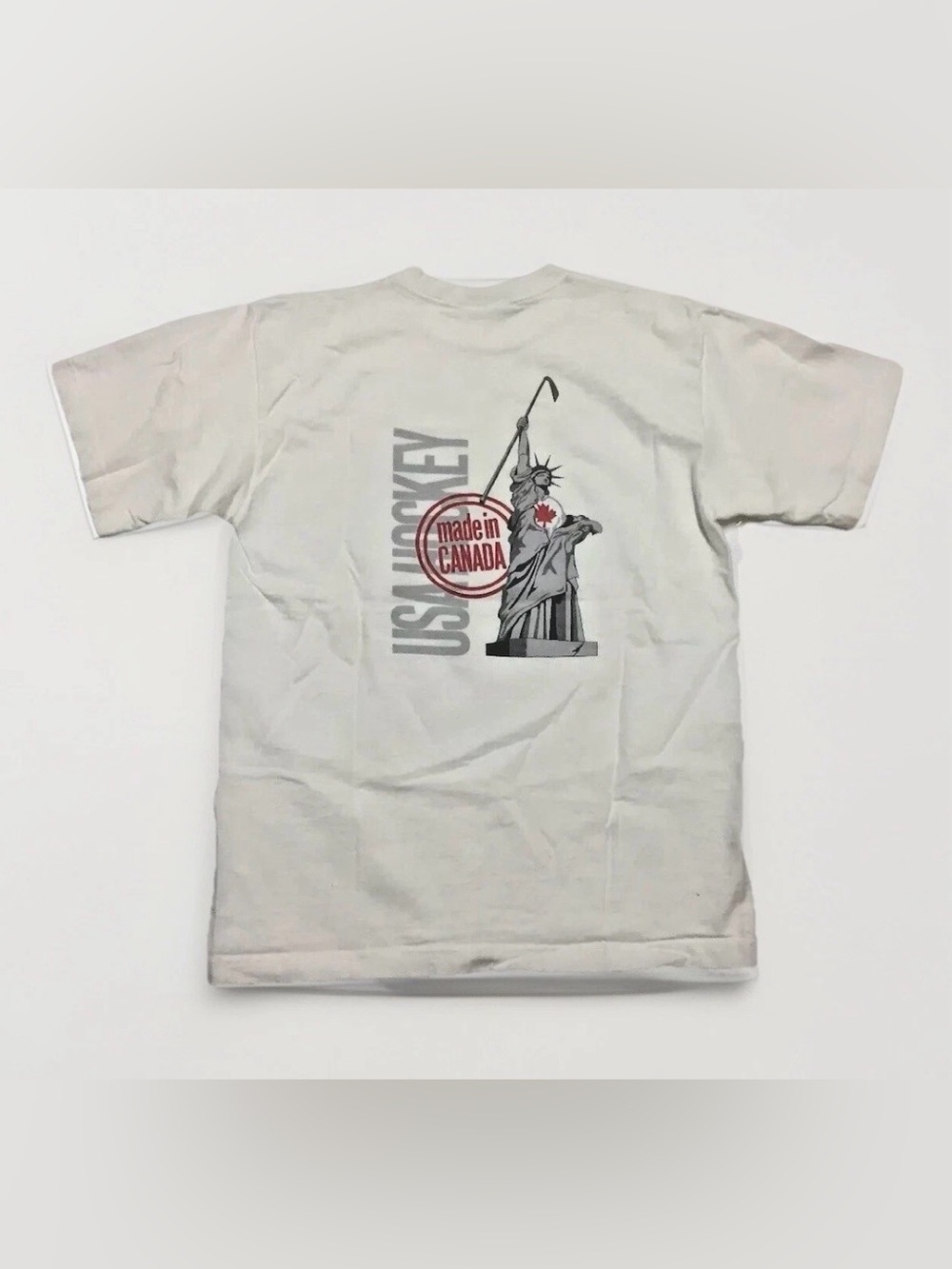 Vintage Hockey Satire T-Shirt NHL Back Print Size Medium White Tee Single Stitch